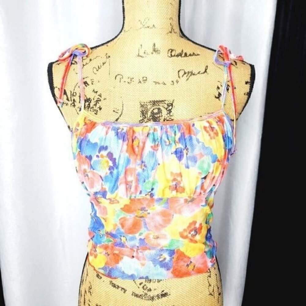 Dolls Kill Current Mood Spring State of Mind Floral Mesh Tank
